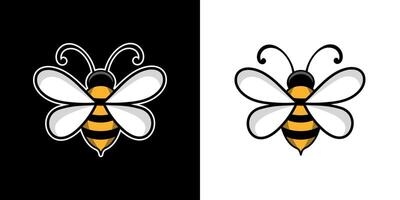 Minimalist Cute Bee Character - Flying Cartoon Insect Design in Simple Flat Style vector