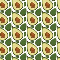 Seamless avocado pattern with leaves. Healthy fresh avocado gruit food. Vegan diet background vector