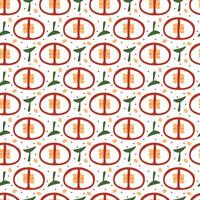 Fresh vegetable hot spicy peppers slices background. Seamless red hot pepper pattern slices vector