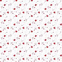 Red heart seamless pattern with love arrows and romantic bows on a white background vector