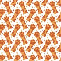 Seamless dog paw pattern. Repeating pet paws and footprints background. domestic animal paw vector