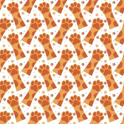 Seamless dog paw pattern. Repeating pet paws and footprints background. domestic animal paw