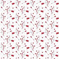Vibrant seamless heart pattern with love arrows and romantic bows on a white background vector