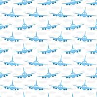Seamless airplane pattern. Plane aviation flight sky travel background vector