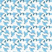 Sky flight and travel background. Cartoon airplane seamless pattern vector