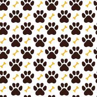 Seamless paw pattern with dog or cat footprint. Animals pet pawprint background vector