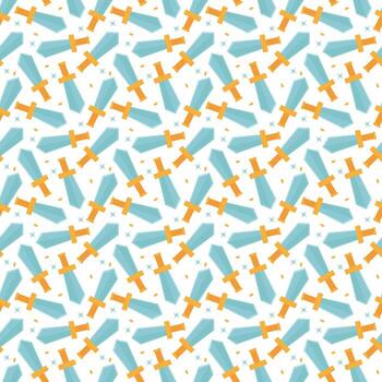 Seamless game sword pattern for gaming wallpaper. Game sword tool background vector