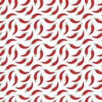 Seamless red chili pepper pattern with red dots. Fresh vegetable chili spicy peppers background vector