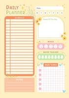 adorable daily planner with mood tracker and note for stationery element vector