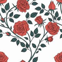 Seamless wallpaper pattern of flowers, roses for partition background pattern with roses and leaves vector