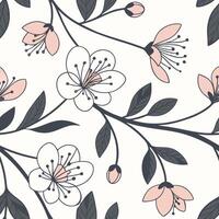 Seamless wallpaper pattern of flowers, roses for partition background seamless floral pattern with pink and black flowers vector