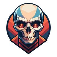 a skull with red eyes and a red nose vector