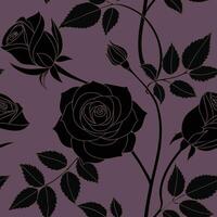 Seamless wallpaper pattern of flowers, roses for partition background a black and purple roses pattern vector