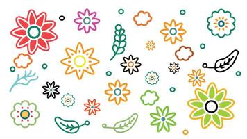 Seamless wallpaper pattern of flowers, roses a colorful set of flowers and leaves on a white background vector