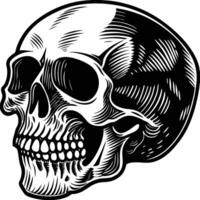 skull black and white skull with a large mouth vector