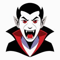 Halloween Dracula Vampire Full Moon Night Illustration cartoon vampire with red eyes and fangs vector
