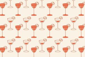 pattern with tropical cocktails in retro summer style vector