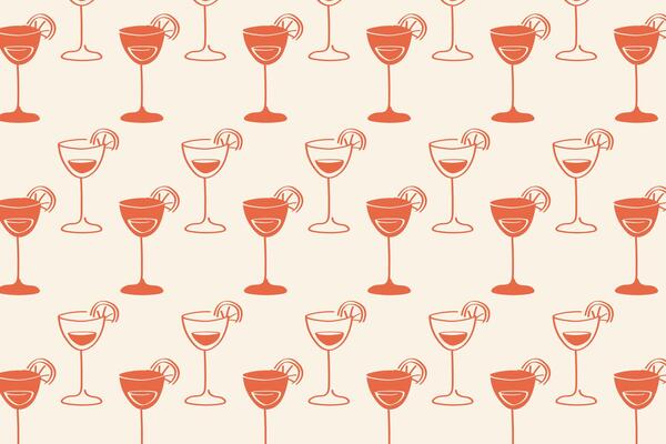 pattern with tropical cocktails in retro summer style