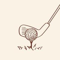Golf ball and club illustration in a clean minimal style on beige background Ideal for icons sport tutorials branding prints and golf themed graphic design vector