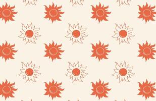 Pattern with sun icons in retro summer vacation style vector
