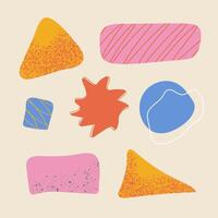 Set of abstract geometric elements in modern colorful style including bold shapes for digital art posters branding packaging and web visuals vector