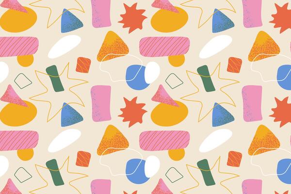 Fun geometric pattern with dynamic abstract shapes in bold colors for modern design projects wrapping paper posters and social media branding