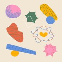 Trendy geometric abstract elements with heart and playful shapes for social media posts stickers branding web and packaging projects vector