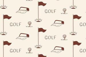 Pattern with golf balls, flags, cap and text GOLF. Great for sportswear branding, packaging and decorative use. vector