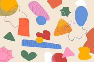 Bright trendy abstract geometric elements with colorful shapes perfect for digital collage sticker design web and branding projects vector