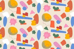Colorful abstract pattern with modern geometric doodles and organic shapes Great for textile design wrapping paper social media and creative branding vector