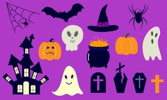A bright and mystical set of elements for Halloween.Icons for postcards, banners, posters, and stickers vector