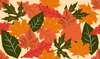 Autumn bright seamless pattern with different leaves on a light background.Elements for printing,fabrics,wallpaper,packaging vector
