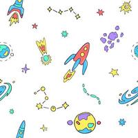 Space for kids, colorful doodle pattern vector