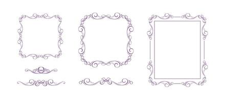 Set of coquette bow frames, ornate delimiters vector