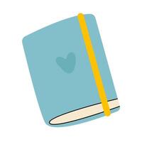 Blue book or diary with a heart. Cozy reading vector