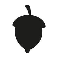 Acorn silhouette. Oak nut glyph, autumn forest symbol. vector