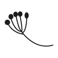 Branch with berries silhouette. Rowan or viburnum plant vector
