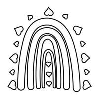 Boho rainbow line art. Cute doodle for coloring page and nursery decor. outline vector