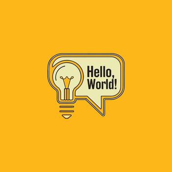 Hello World Idea represented by lightbulb and speech bubble vector