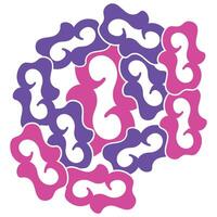 Abstract composition of ornamental shapes in pink and purple vector