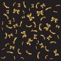 Modern golden bows and ribbons on black background vector
