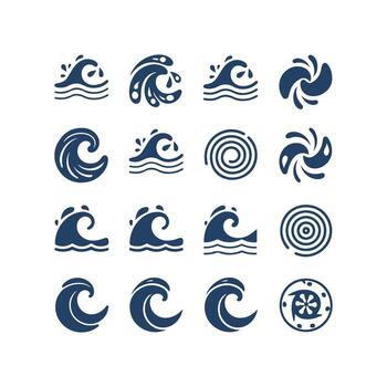 colección de estilizado ola íconos para varios diseño aplicaciones vector