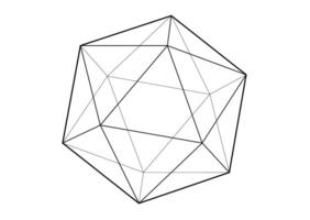 3D model of icosahedron shape, illustration platonic solid isolated on a white background vector