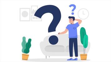 Thinking Man Questions Around 2D Cartoon Animation video