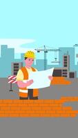 Engineers Working On Construction Vertical 2D Cartoon Animation video