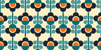 Retro floral seamless pattern with bold colors for fabric, wallpapers, wrapping paper, and home decor vector