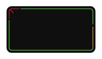 Colorful rounded rectangle flow direction indicator. Multi color outline showing starting point and finishing point. vector