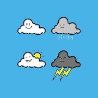 Cute Cartoon Clouds Depicting Different Weather Conditions in Various Moods vector