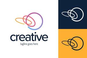 creative dynamic circle logo. Abstract logo from colorful circles. Universal waves rotation sign. Creative tech science symbol. illustration vector