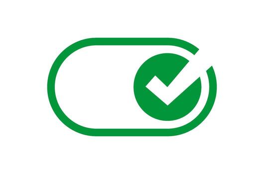 Toggle with Check Mark. Approve Line Icon. on off toggle switch buttons and check mark icon. switch toggle slider icon with right green buttons. turn on buttons, web UI interface illustration vector